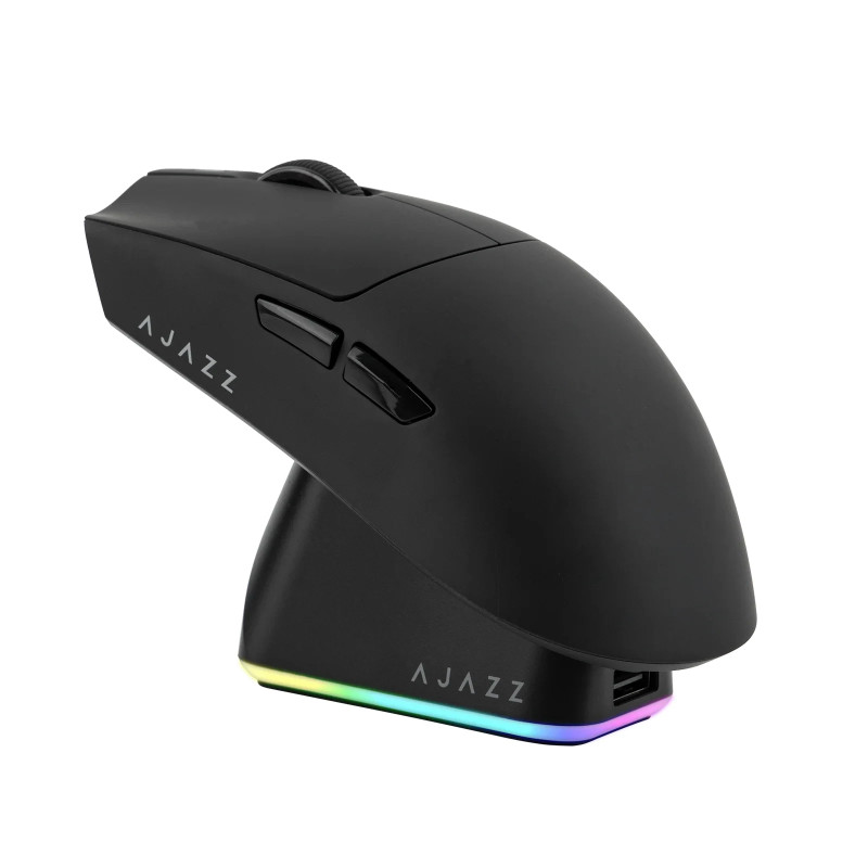 Безжична геймърска мишка Ajazz AJ139P V3 MC, Оптична, PAW3311 Сензор, 24000 DPI, 1000Hz, 6 Програмируеми Бутони, RGB Подсветка, Магнитно Зареждане - AJ139P-V3-MC-BK - 1