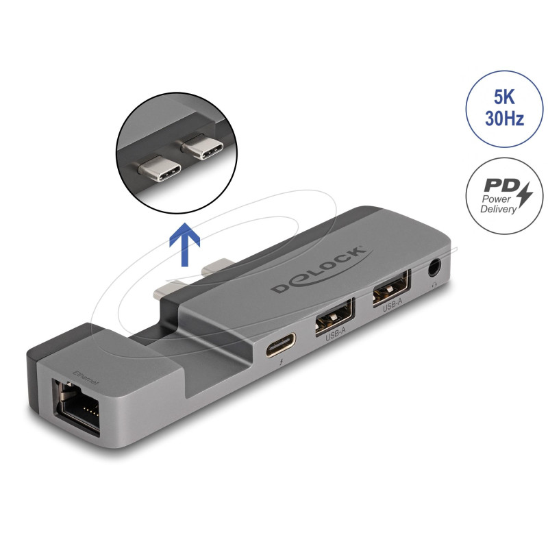Докинг станция DeLock за MacBook Pro/Air Thunderbolt 4, 5K Резолюция, 100W PD, 10Gbps Hub, LAN - DELOCK-87757 - 3