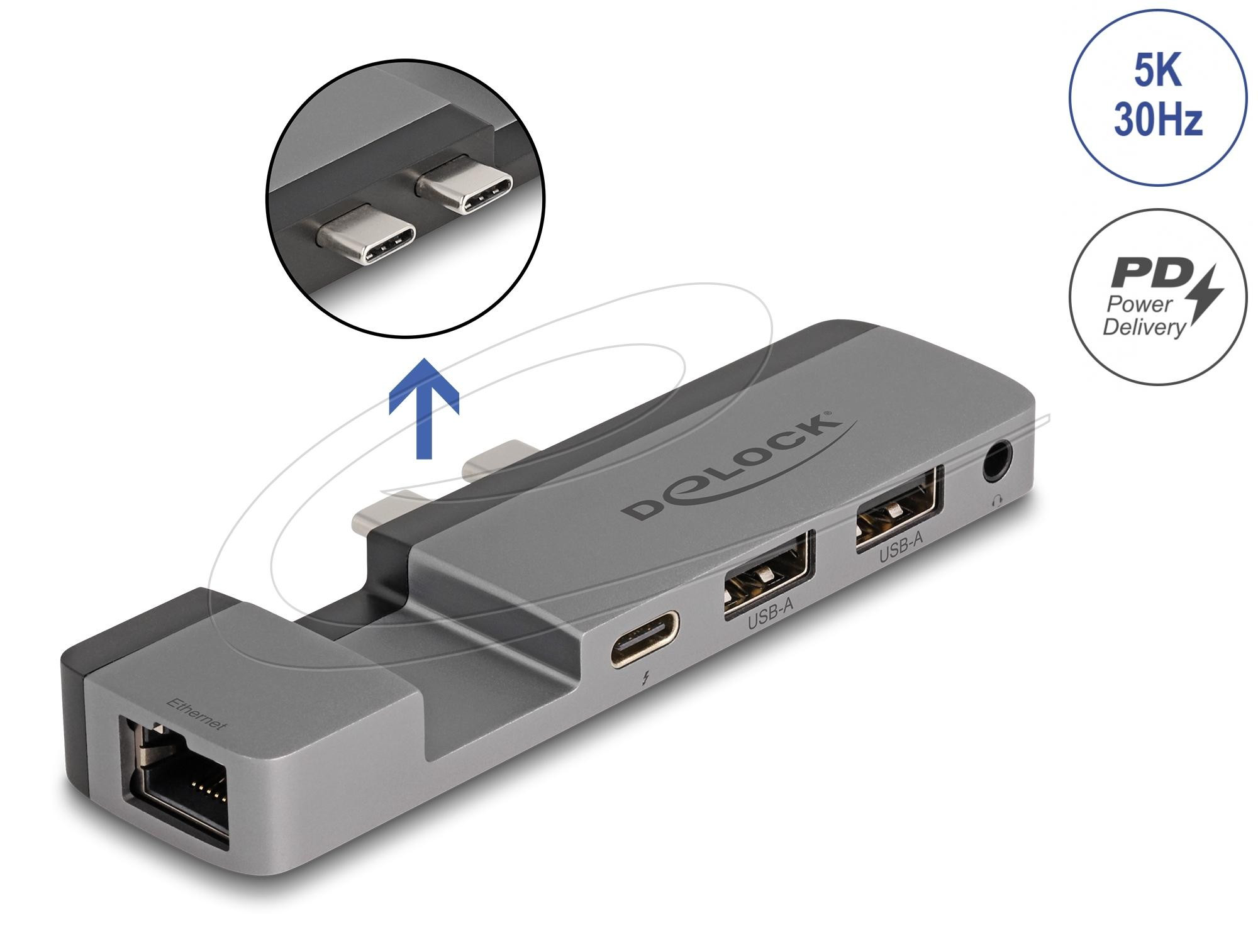 Докинг станция DeLock за MacBook Pro/Air Thunderbolt 4, 5K Резолюция, 100W PD, 10Gbps Hub, LAN - DELOCK-87757 - 3