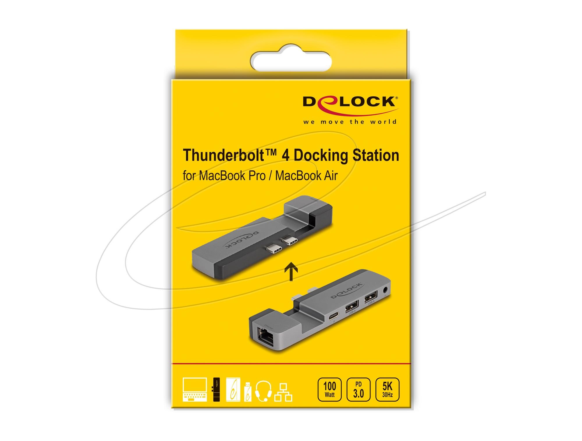 Докинг станция DeLock за MacBook Pro/Air Thunderbolt 4, 5K Резолюция, 100W PD, 10Gbps Hub, LAN - DELOCK-87757 - 4