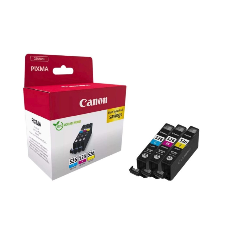 Комплект оригинални мастилени касети Canon CLI-526, CMY Multi Pack, 9ml per color - 4541B018AA - 1