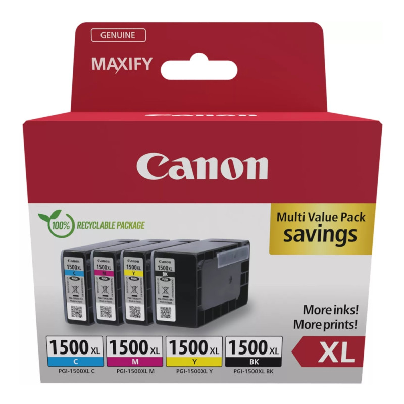 Оригинален комплект мастилени касети Canon PGI-1500XL, CMYK Multi Pack - 9182B010AA - 1