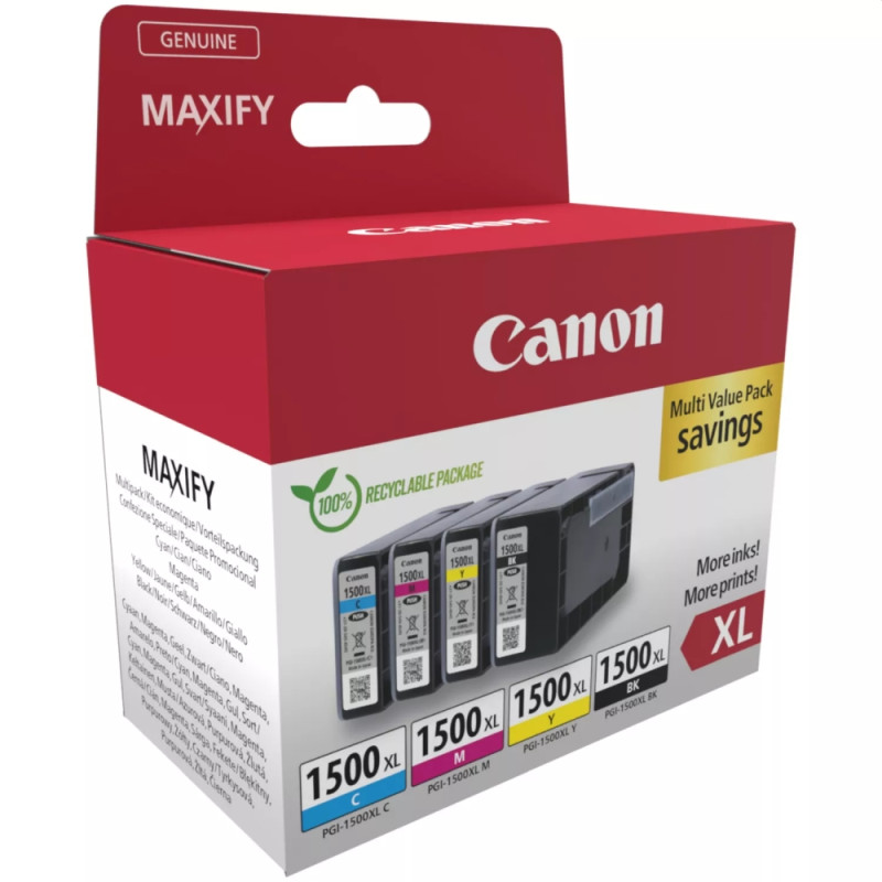 Оригинален комплект мастилени касети Canon PGI-1500XL, CMYK Multi Pack - 9182B010AA - 2