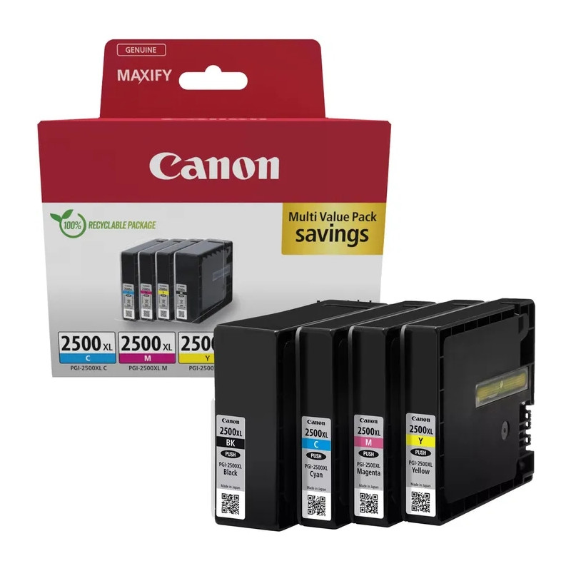Оригинален комплект мастилени касети Canon PGI-2500XL, многоцветна опаковка CMYK - 9254B010AA - 1
