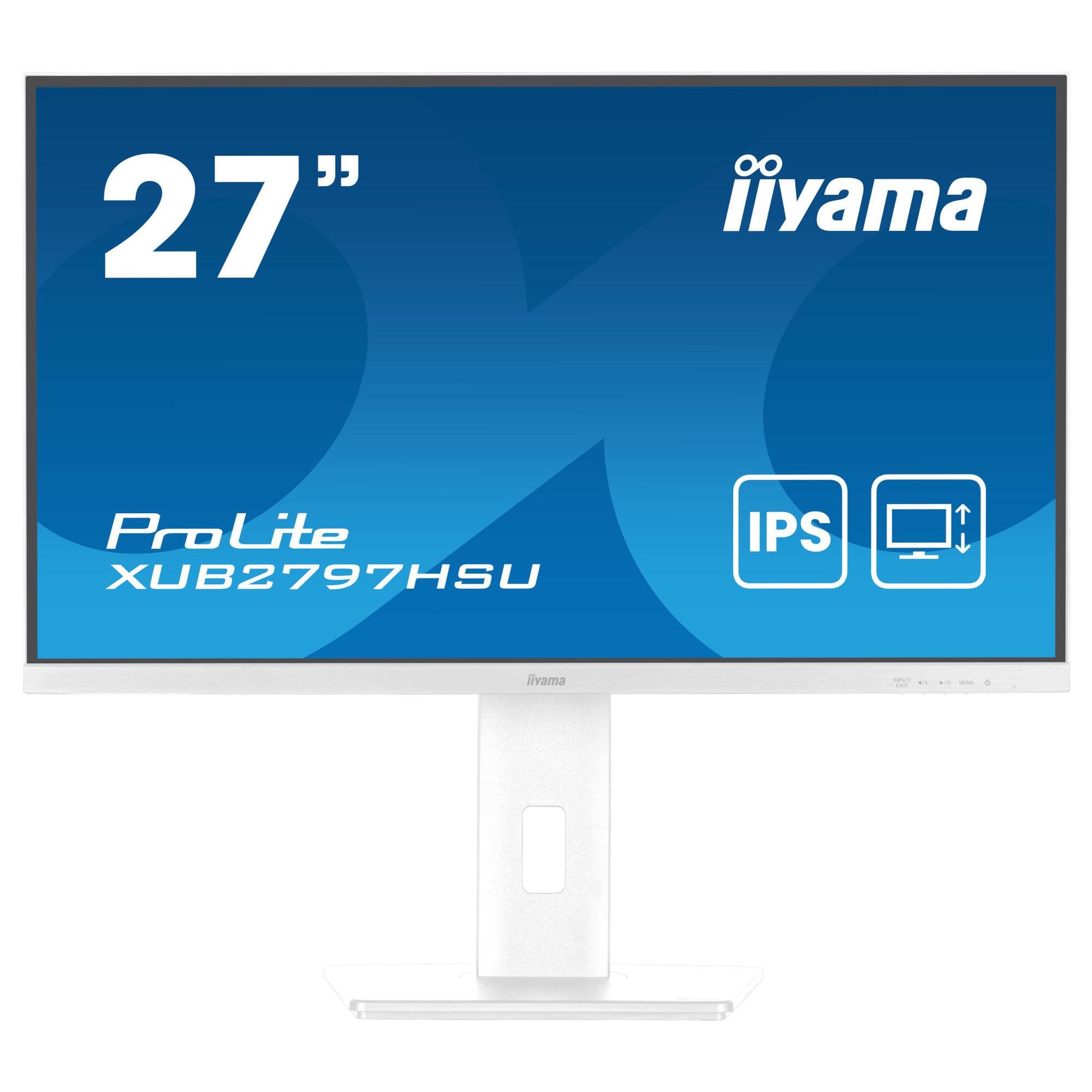 Монитор IIYAMA XUB2797HSU-W2, 27" Full HD IPS, 100Hz, 1ms и ергономична стойка с регулиране на височина, наклон, въртене - 1