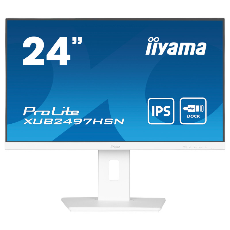 Монитор IIYAMA XUB2497HSN-W2, 23.8" Full HD IPS, sRGB 99%, USB-C Docking с 65W зареждане, LAN порт - 1