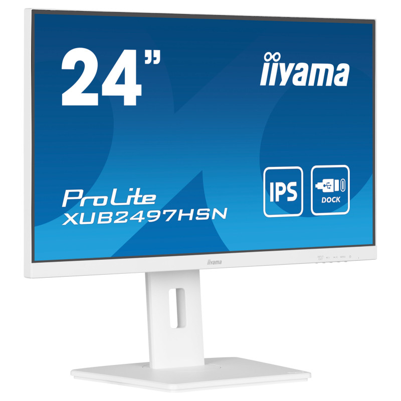 Монитор IIYAMA XUB2497HSN-W2, 23.8" Full HD IPS, sRGB 99%, USB-C Docking с 65W зареждане, LAN порт - 3