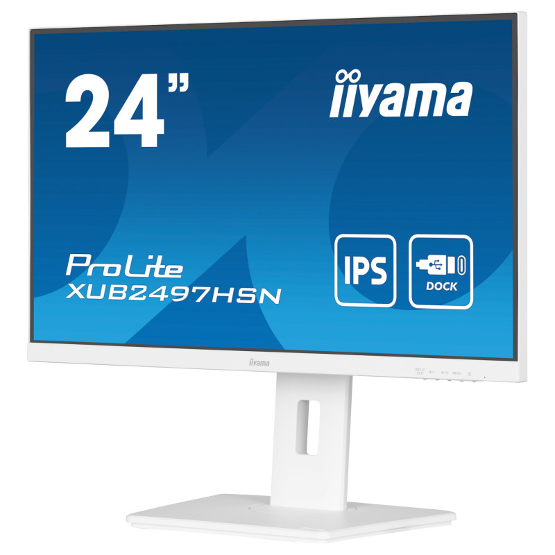 Монитор IIYAMA XUB2497HSN-W2, 23.8" Full HD IPS, sRGB 99%, USB-C Docking с 65W зареждане, LAN порт - 4