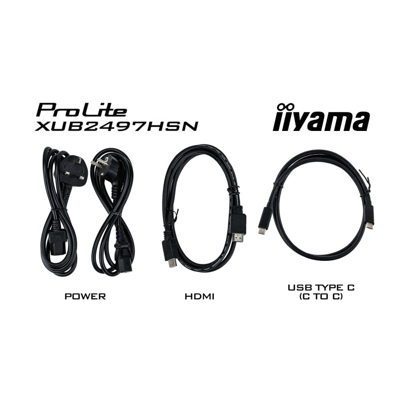 Монитор IIYAMA XUB2497HSN-W2, 23.8" Full HD IPS, sRGB 99%, USB-C Docking с 65W зареждане, LAN порт - 12