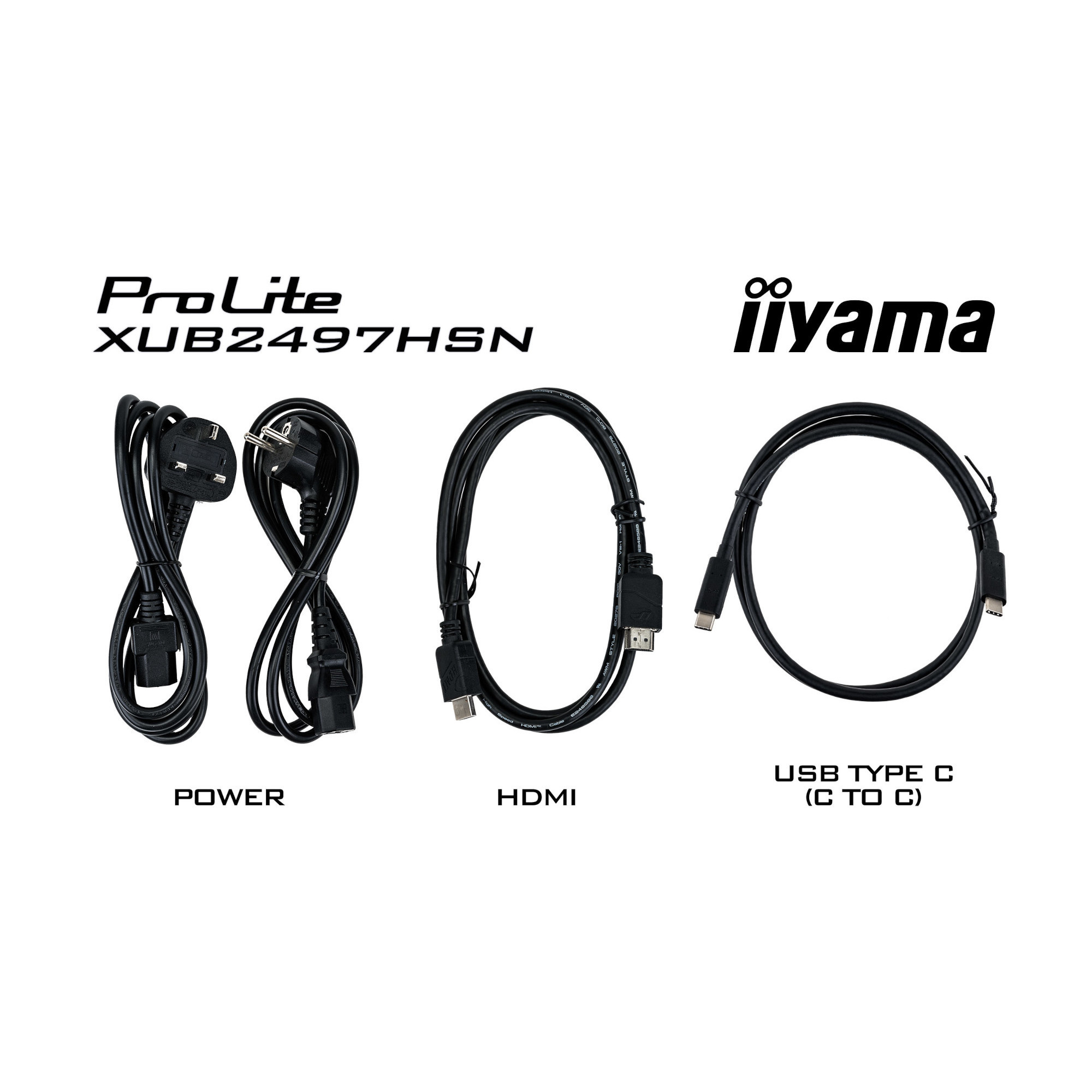 Монитор IIYAMA XUB2497HSN-W2, 23.8" Full HD IPS, sRGB 99%, USB-C Docking с 65W зареждане, LAN порт - 12