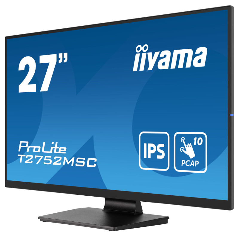 Монитор IIYAMA T2752MSC-B1, 27" Full HD IPS Touch 10-точков PCAP, 400 cd/m², HDMI, DisplayPor, USB хъб - 3