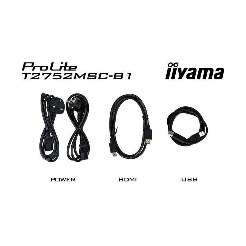 Монитор IIYAMA T2752MSC-B1, 27" Full HD IPS Touch 10-точков PCAP, 400 cd/m², HDMI, DisplayPor, USB хъб - 16