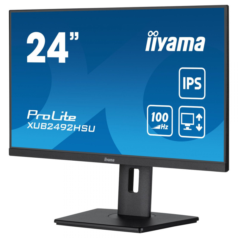 Монитор IIYAMA XUB2492HSU-B6, 23.8" Full HD IPS, 100Hz, 0.4ms, 99% sRGB, 4x USB 3.2 - 3