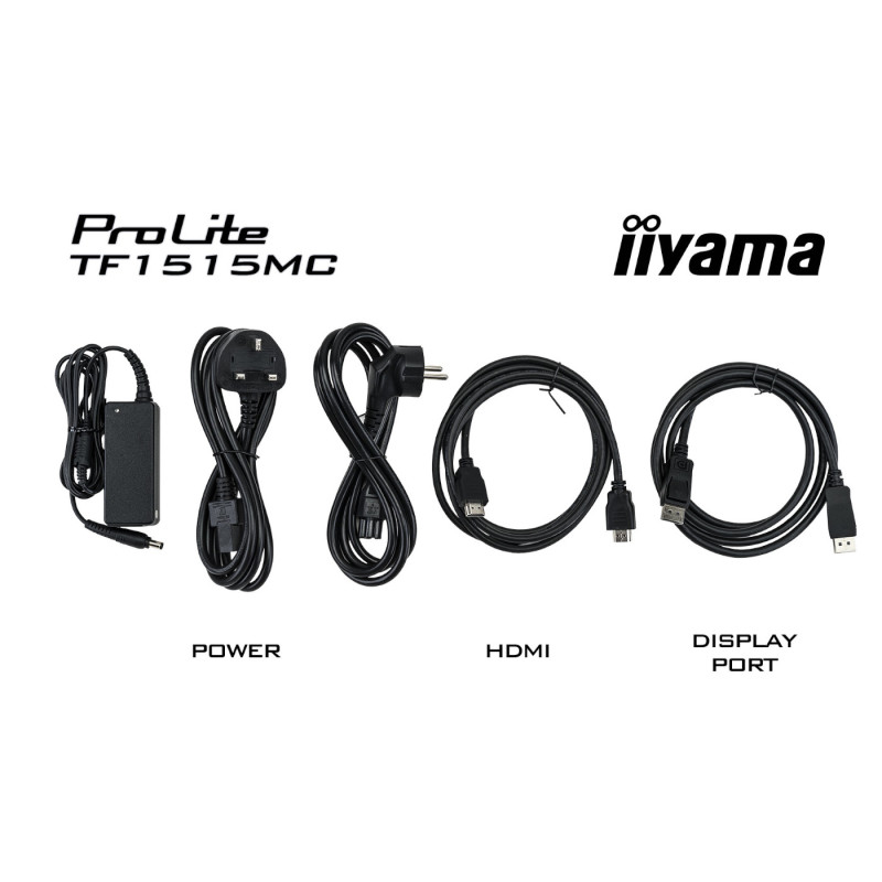 Монитор IIYAMA TF1515MC-B2, 15" XGA TN Capacitive Touch, IP65, open-frame дизайн за вграждане, VGA/HDMI/DisplayPort  - 15