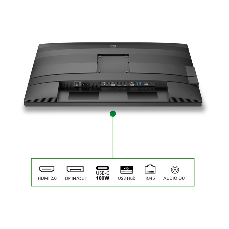 Монитор PHILIPS 27B2G5601/00, 27" QHD IPS 2560x1440 100Hz, докинг USB-C с до 96W захранване, Ethernet - 5