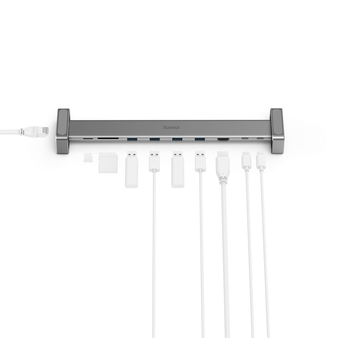 Докинг станция HAMA 9 в 1, 4 x USB-A, USB-C, HDMI, RJ45, SD, MicroSD - HAMA-200103 - 2