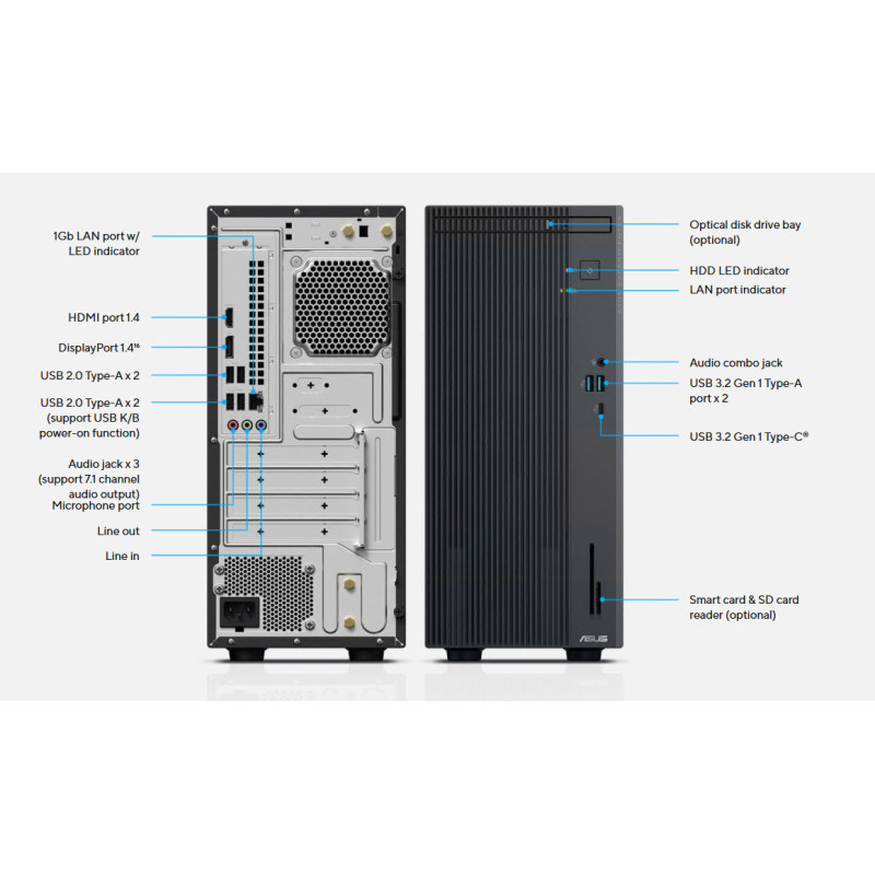 Настолен компютър ASUS ExpertCenter P500MV-05210H2770, Intel Core 5 210H 2.2 GHz, 16GB DDR5, 512GB SSD - 90PF05I1-M04MH0 - 3