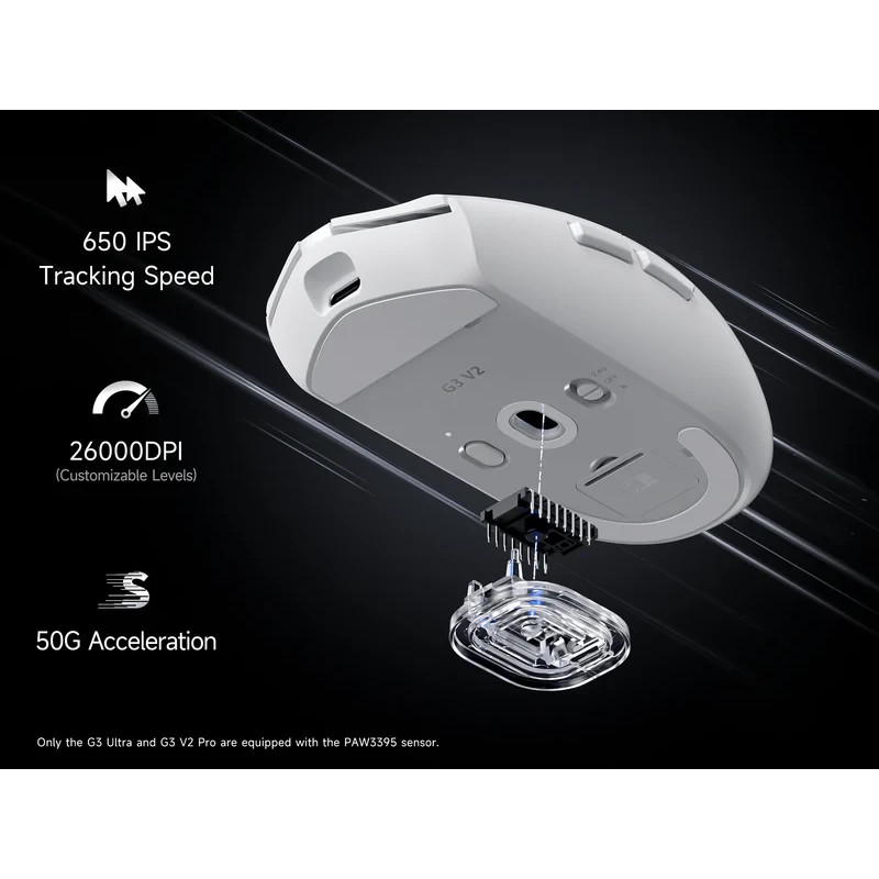 Bluetooth/Безжична геймърска мишка MCHOSE G3 V2, Бяла, Omron механични суичове, 12000 DPI, 1000Hz - MC-G3V2-4 - 4