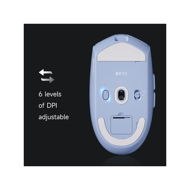 Bluetooth/Безжична геймърска мишка MCHOSE G3 V2, Бяла, Omron механични суичове, 12000 DPI, 1000Hz - MC-G3V2-4 - 8