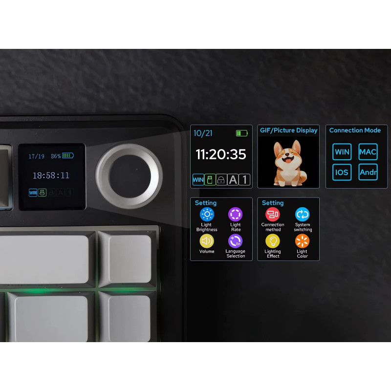 Bluetooth механична геймърска клавиатура Aula F75 MAX, 75%, Reaper Switch Linear, 80 клавиша, RGB подсветка - F75MAX-RS-BR - 18