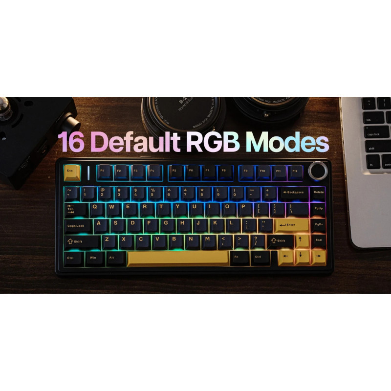 Bluetooth механична геймърска клавиатура Aula F75 Thunder Black, 75%, Reaper Switch Linear, RGB подсветка - F75-THUNDER-RS-BK - 21