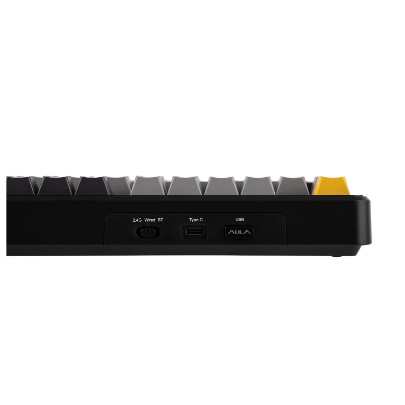 Bluetooth механична геймърска клавиатура Aula F108, 108 клавиша, Volcanic Switch Linear, PBT Cherry Profile, RGB подсветка, Алуминиева основа - F108-VS-GR-OR - 7