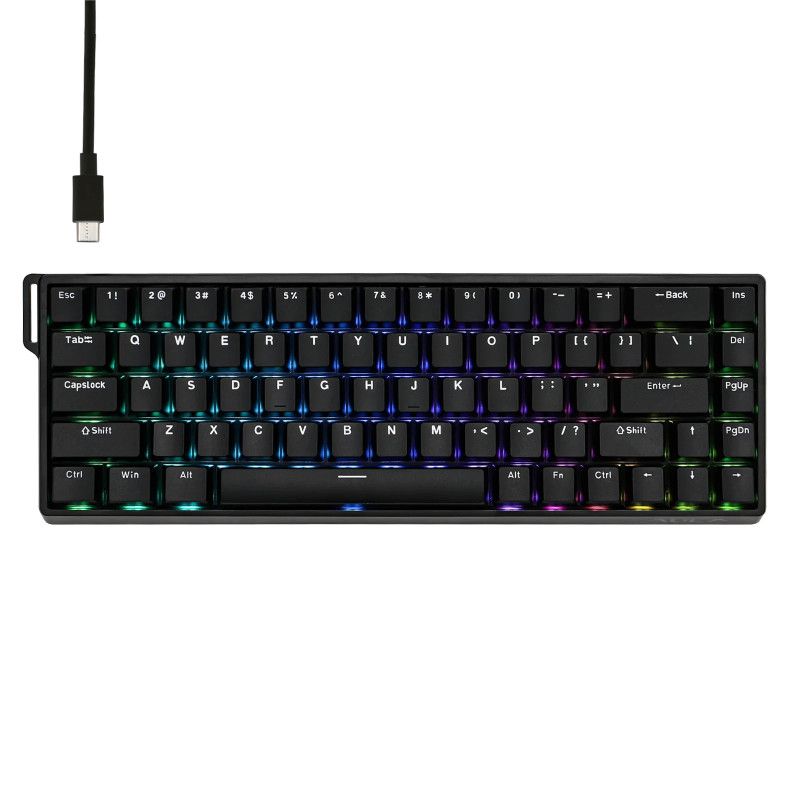Механична геймърска клавиатура Aula WIN68 HE, 65%, Greywood Magnetic Switch Linear, 8000Hz, RGB подсветка - WIN68-HE-BK - 1
