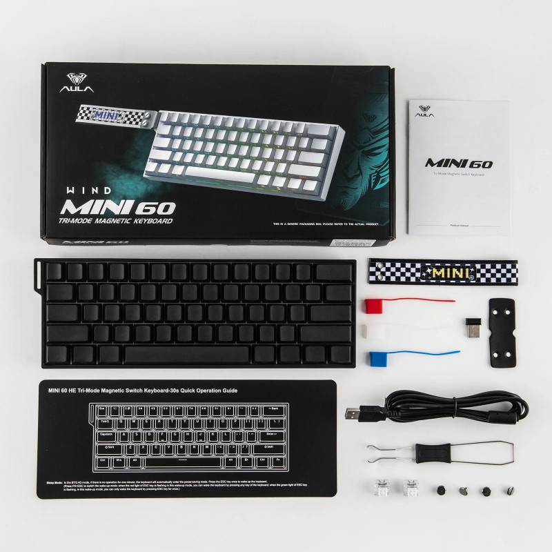 Bluetooth механична геймърска клавиатура Aula MINI 60 HE PRO, 60%, Stormrise Magnetic Linear, 8K Polling Rate, RGB подсветка - MINI60-HE-PRO-SE - 2