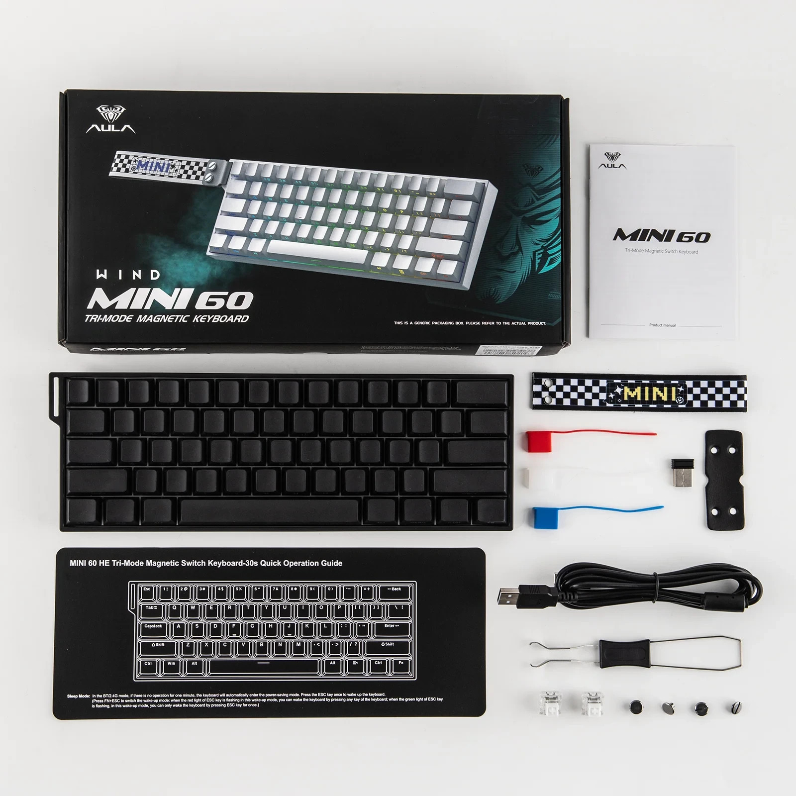 Bluetooth механична геймърска клавиатура Aula MINI 60 HE PRO, 60%, Stormrise Magnetic Linear, 8K Polling Rate, RGB подсветка - MINI60-HE-PRO-SE - 2