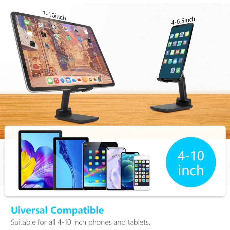 Стойка за смартфон/таблет VCom DESK-STAND-01, 4-10 inch, ергономичен дизайн, черна - VCOM-DESK-STAND-01 - 5
