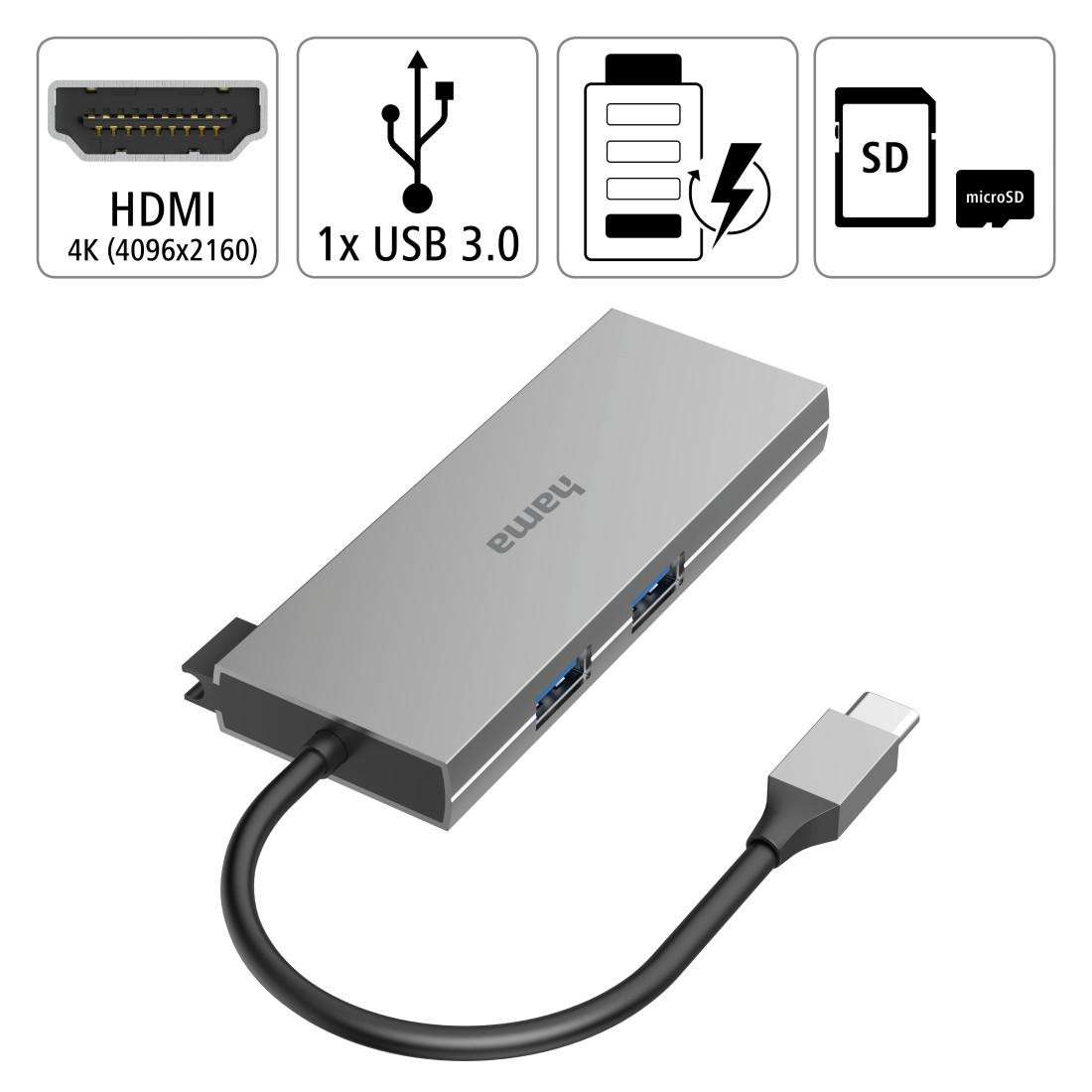 Докинг станция HAMA, 6 портов USB 3.2 Gen 1, USB-A/USB-C/HDMI/SD/microSD - HAMA-200110 - 5