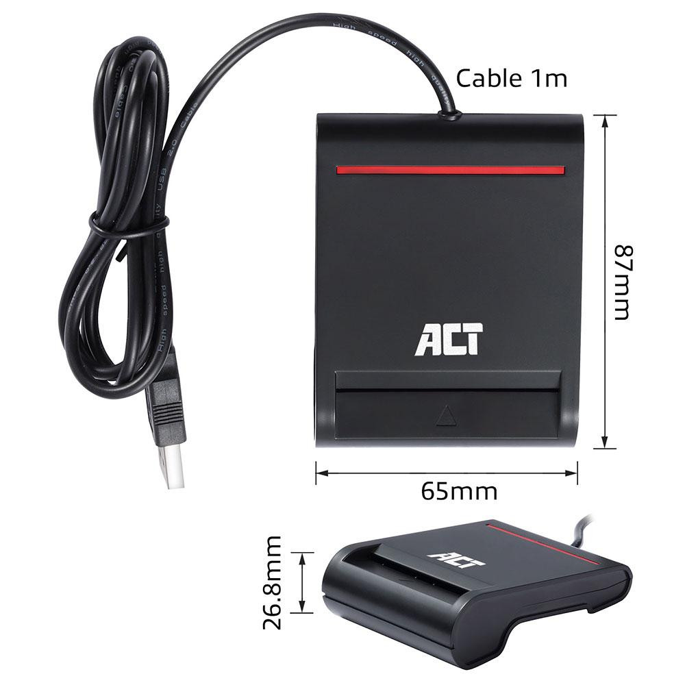 Четец на смарт карти ACT AC6015, USB-A 2.0, 60 MB/s - EWENT-ACT-READER-AC6015 - 6