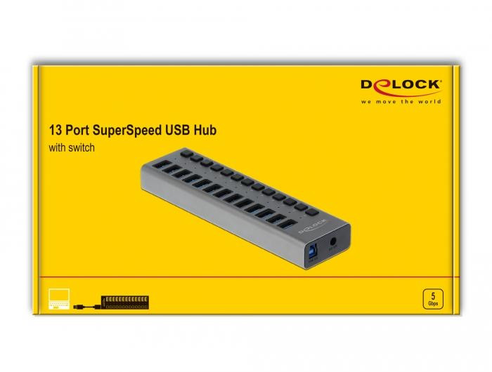 USB хъб DeLock, 13 портове USB 3.0 USB-A - DELOCK-63738 - 4