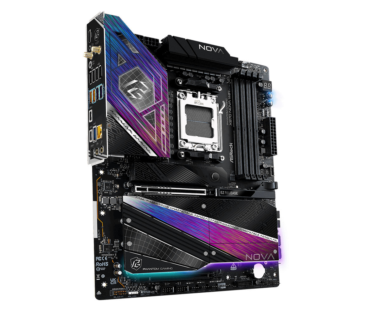 Дънна платка ASRock X870 Nova WiFi, AMD X870 Чипсет, DDR5 8400+ OC, PCIe 5.0 - 3