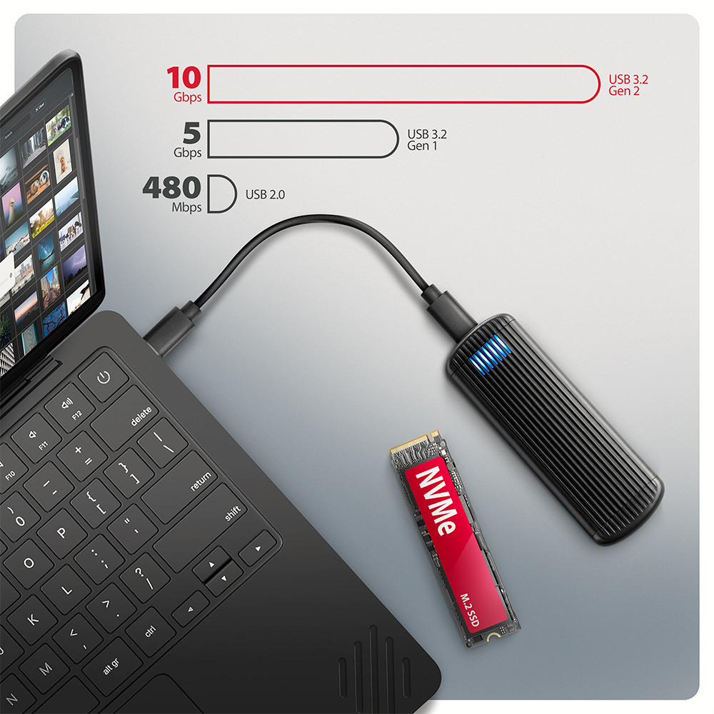 Кутия за външен диск AXAGON EEM2-SC, USB-C 3.2 Gen 2, M.2 NVMe SSD 30-80mm - 8