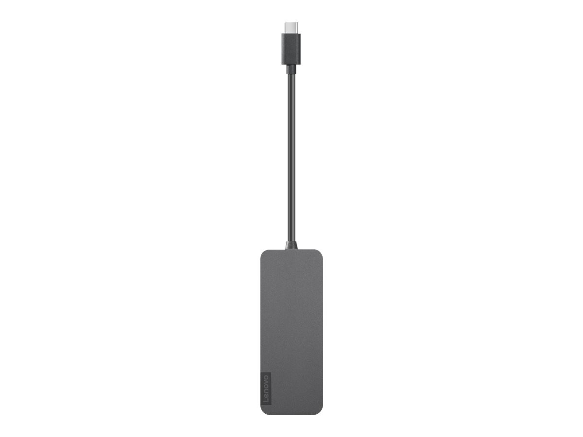 USB хъб Lenovo, 4 портови USB 3.0 + 1 USB-C, сив - 4X90X21427 - 4
