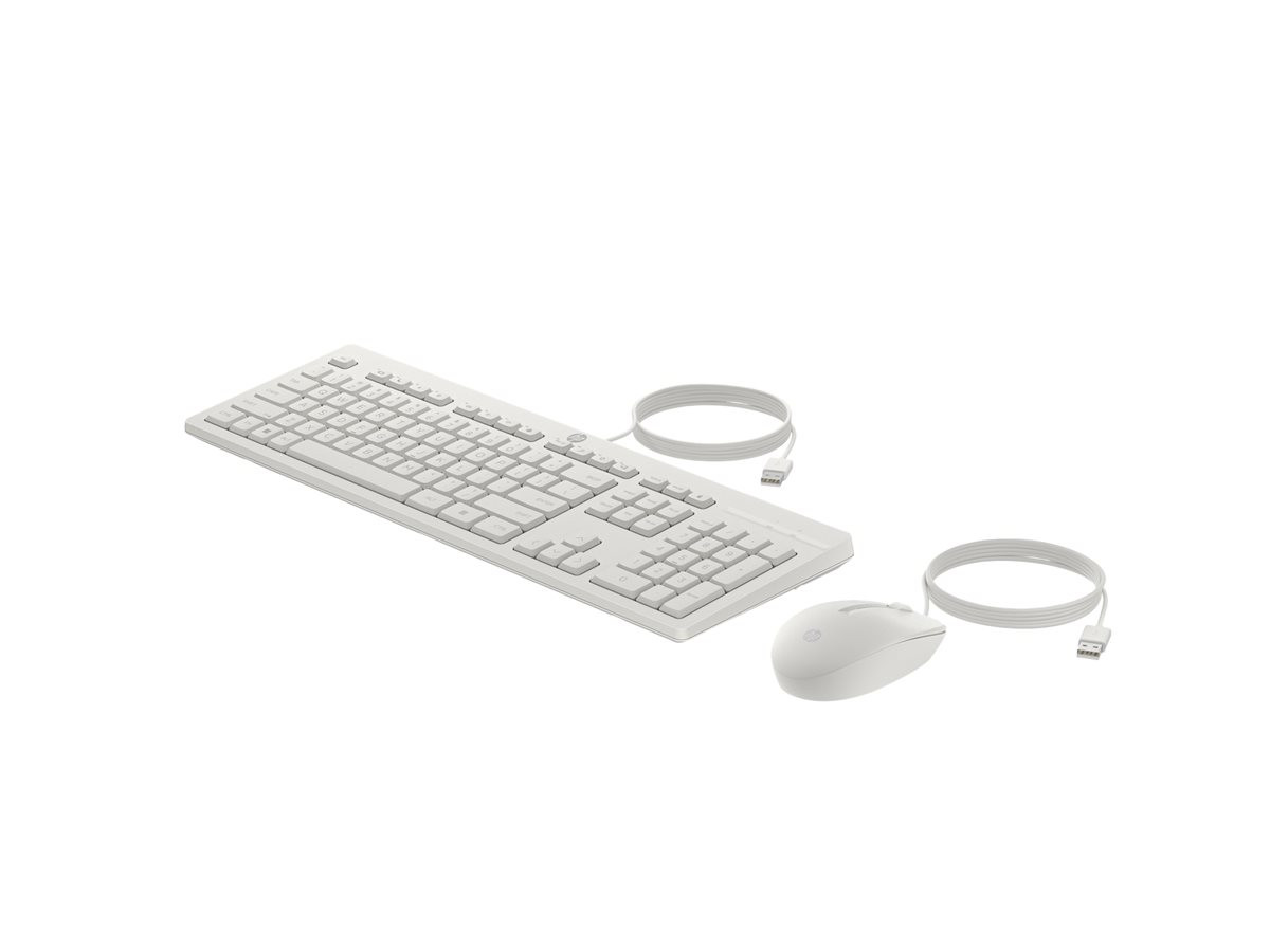 Комплект клавиатура и мишка HP 225 Cashmere White, Жична USB - AW5S6AA - 5