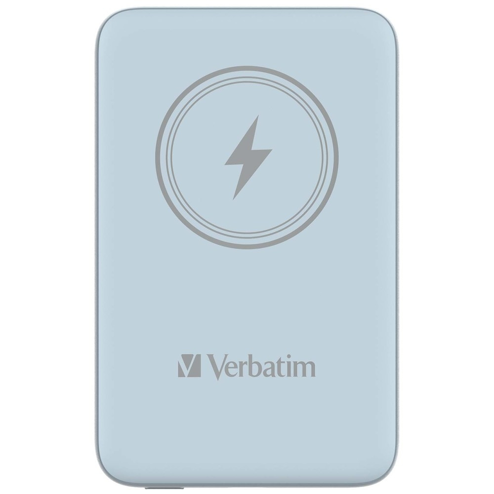 Външна батерия Verbatim MCP-10BE, 10000 mAh, USB-C PD 20W, Безжично зареждане 15W, Синя - 32247 - 1