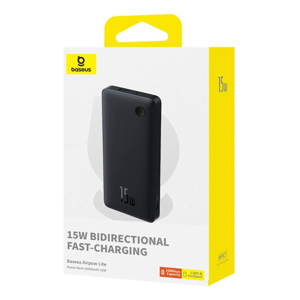 Външна батерия Baseus Airpow Lite, 10000mAh, 15W, 2x USB-C, 1x USB - P10067500123-00 - 4