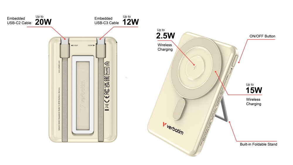 Външна батерия Verbatim Charge 'n' Go 2C, 5000mAh, USB-C, 2.4A, Gold - 32253 - 4