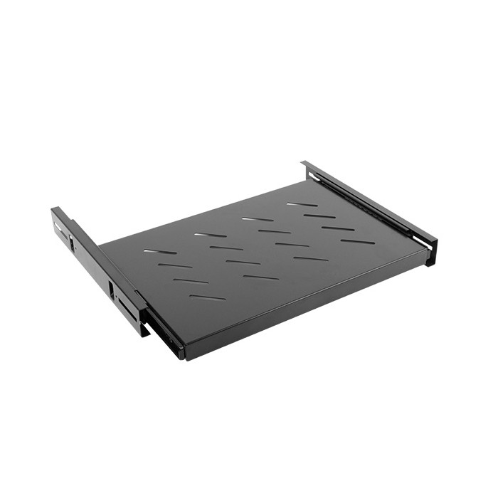 Рафт за сървърни шкафове Lanberg 19" 1U, 465x350mm, 18kg товароносимост, черен - AK-1006-B - 1