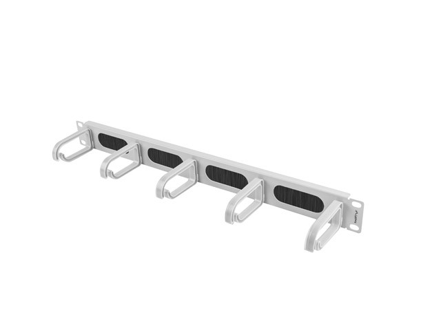 Панел за управление на кабели Lanberg 19", 1U, 5 халки, четка, сив - AK-1203-S - 3