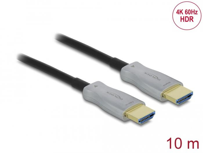 Оптичен кабел DeLock, HDMI мъжко-HDMI мъжко, 10 m, 4K 60 Hz - DELOCK-85010 - 1
