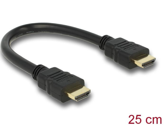 Кабел DeLock High Speed, HDMI мъжко - HDMI мъжко, 4K, 0.25 м, Ethernet - DELOCK-83352 - 1