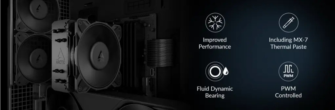 Охладител за процесор ARCTIC Freezer 36-S Black, Съвместимост AM4/AM5/1700/1851, 120mm вентилатор, 600-3000 RPM - ACFRE00196A - 2