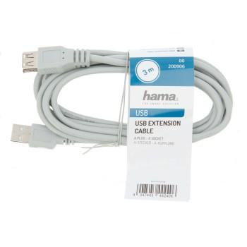 Удължителен кабел HAMA, USB-A женско - USB-A мъжко, 3 м, Екраниран - HAMA-200906 - 3