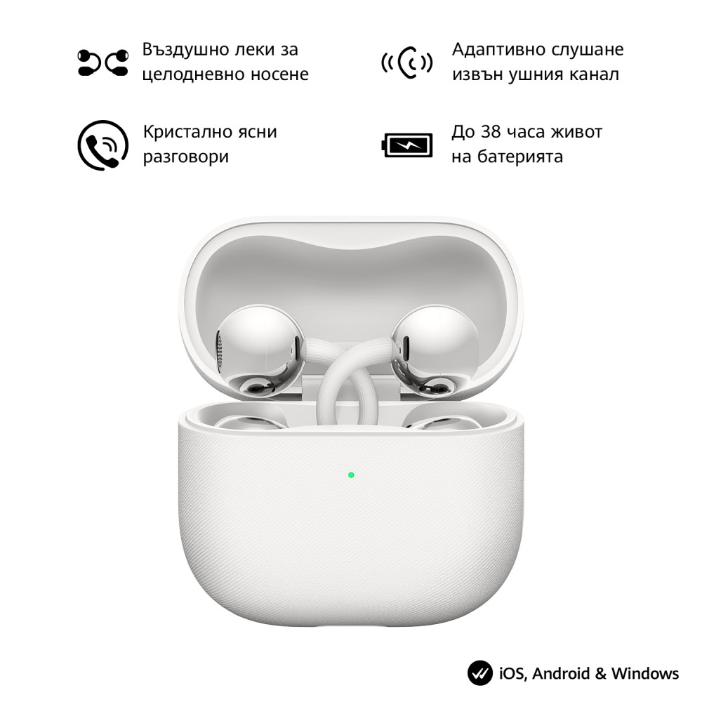 Безжични слушалки Huawei FreeClip 2 Robin-T10, Open-ear, Bluetooth 6.0, IP57 Водоустойчиви, Бял - 6942103169441 - 1