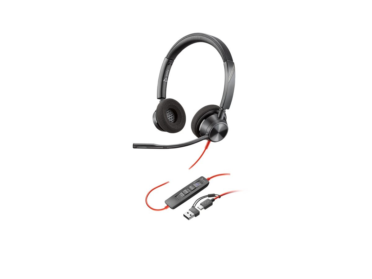 Слушалки HP Poly Blackwire 3320, стерео, USB-C, шумоподавяне, Microsoft Teams сертифицирани - 8X220AA - 1