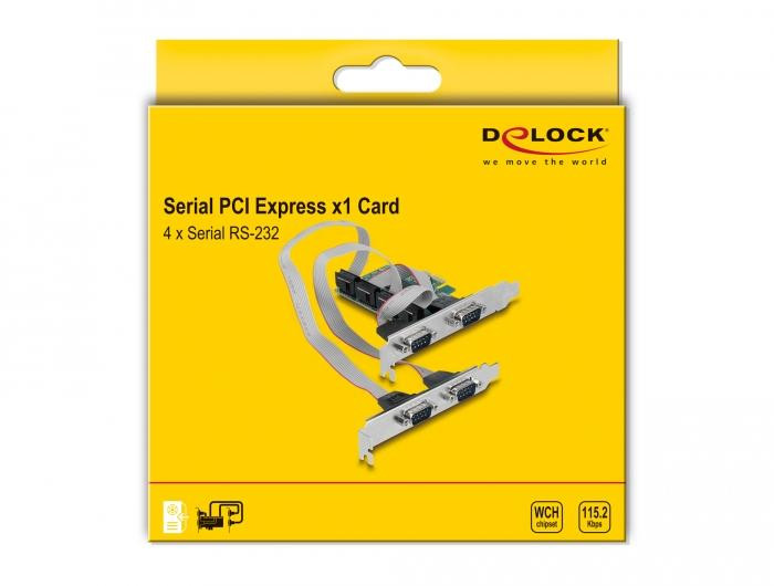 PCI Express карта DeLock, 4 x Serial RS-232 - 90410 - 4
