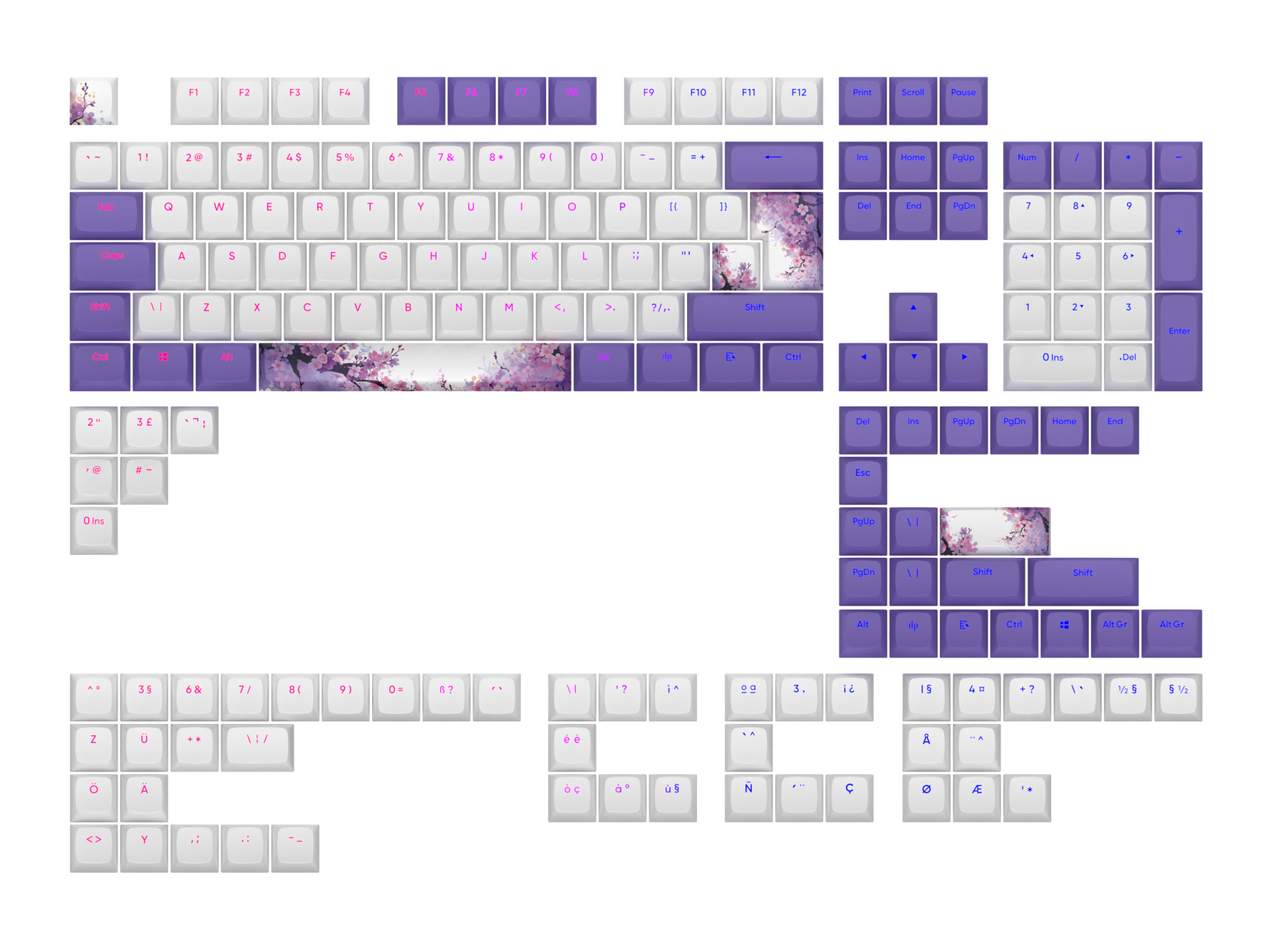 Капачки за механична клавиатура Dark Project Violet Horizons PBT, ANSI, ISO - 2